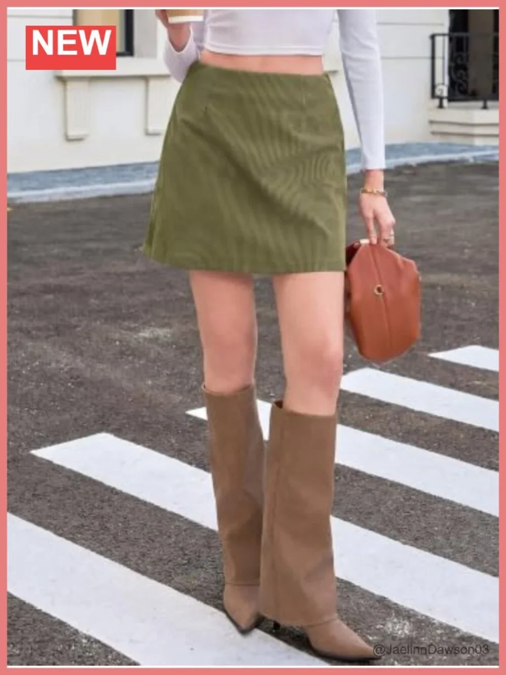 Corduroy Mini Skirt with Built-in Shorts A-Line High Rise